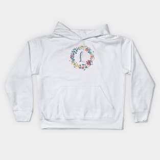 Floral Monogram L Colorful Full Blooms Kids Hoodie